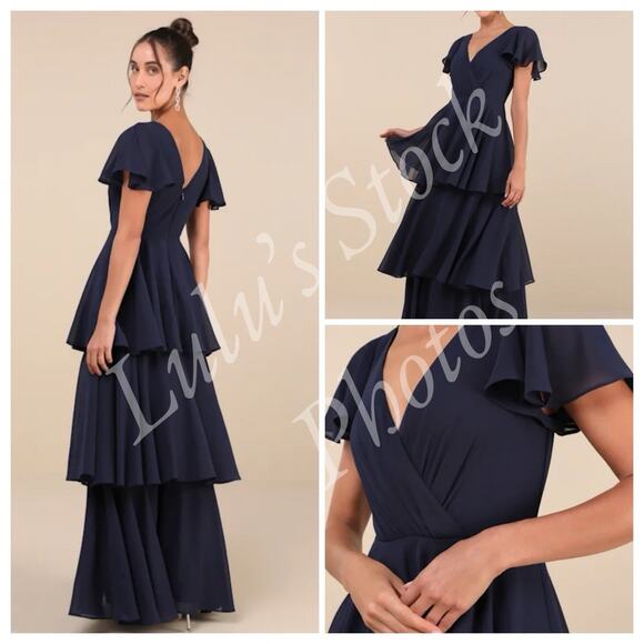 Lulus Sincerely Exquisite Maxi Dress Navy Blue XL – NWT Sold Out Size - Picture 2 of 13